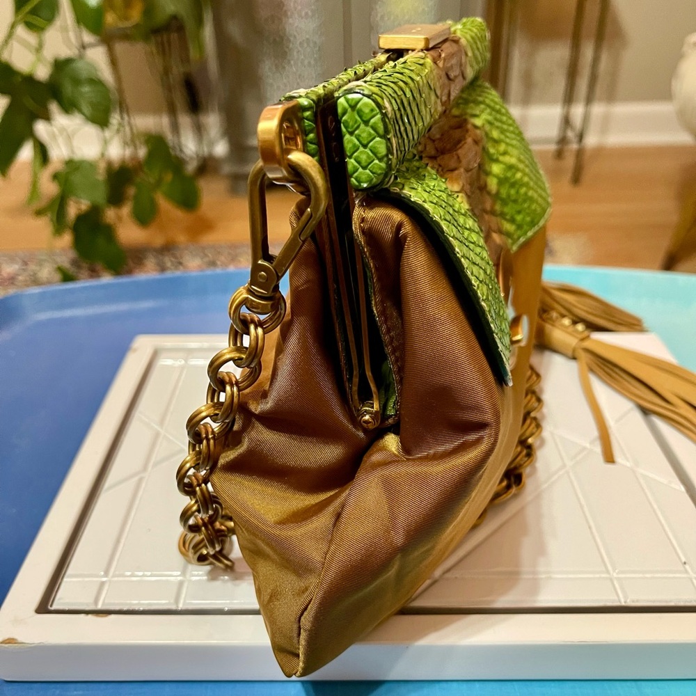Prada Exotic Green & Brown Python Microfiber Bag - Picture 10 of 16